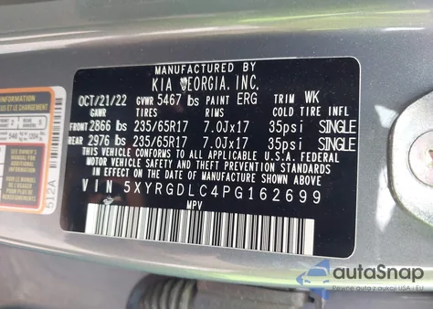 2023 Kia Sorento Lx z USA, uszkodzony, nr VIN 5XYRGDLC4PG162699